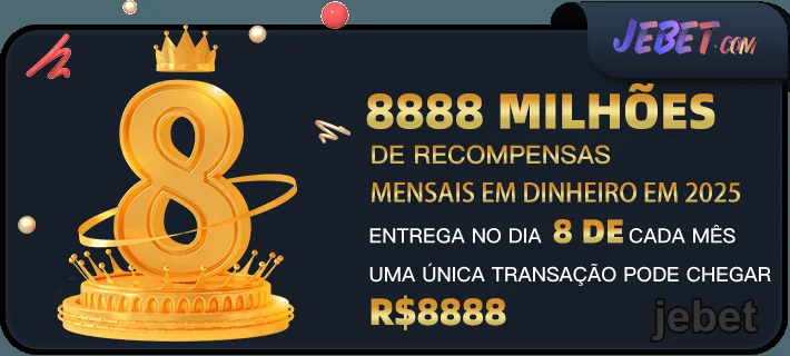 Anúncio de recompensas mensais de R$8888 na jebet.