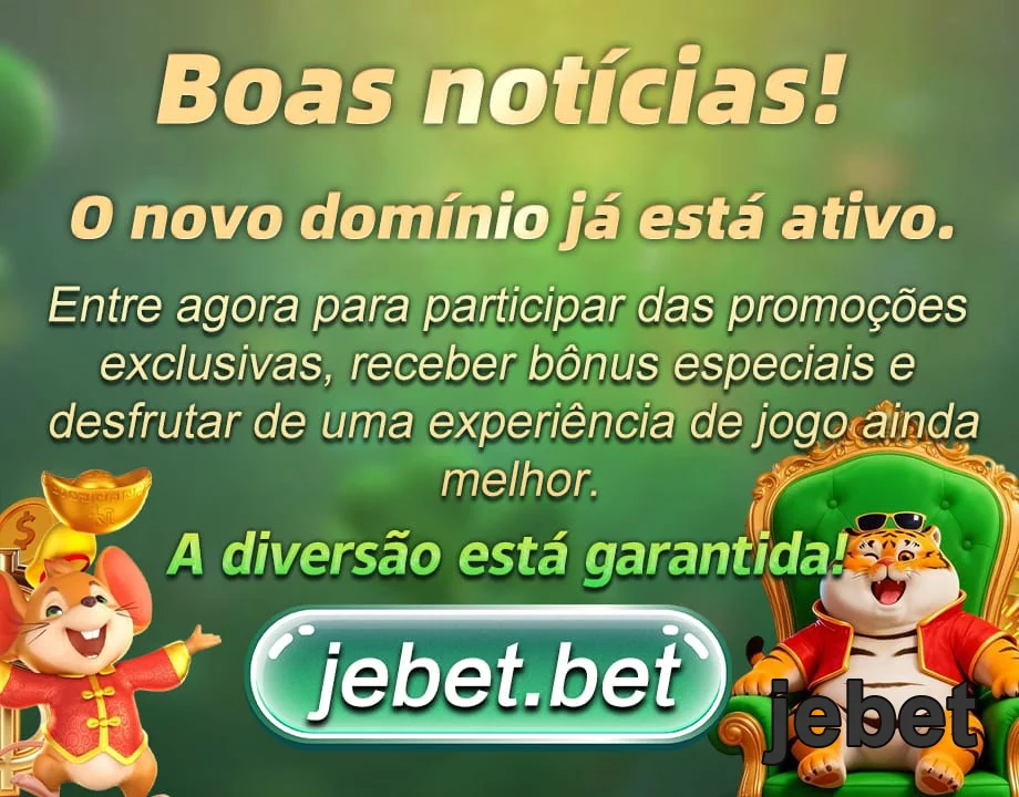Mensagem sobre novo domínio da jebet com promoções exclusivas.